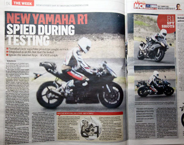 Photos volées : une nouvelle Yamaha R1 pour 2014 en test (...)