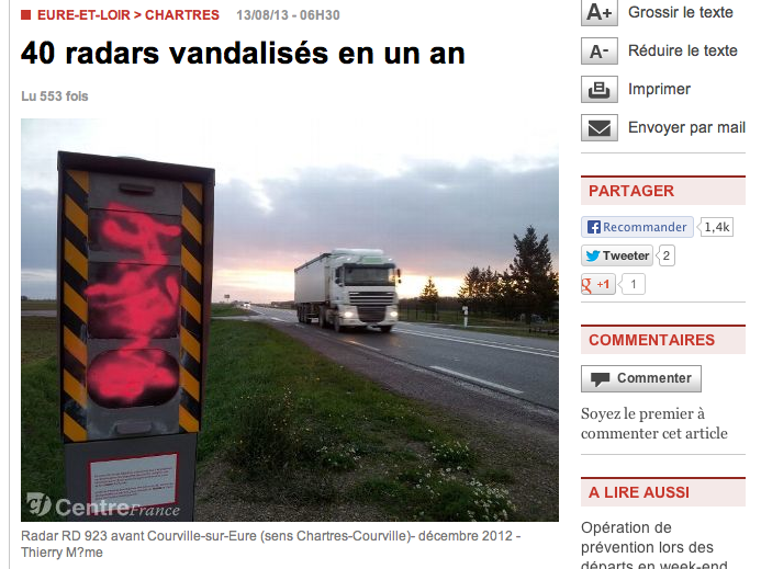 40 radars vandalisés en un an dans l'Eure-et-Loir