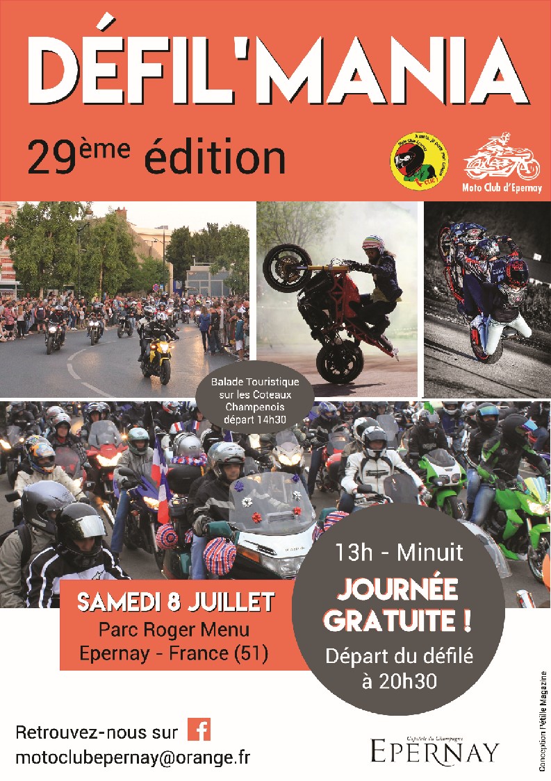 Rassemblement moto Défil'Mania 2017 à Epernay (...)